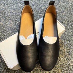 Quince Black Leather Flats